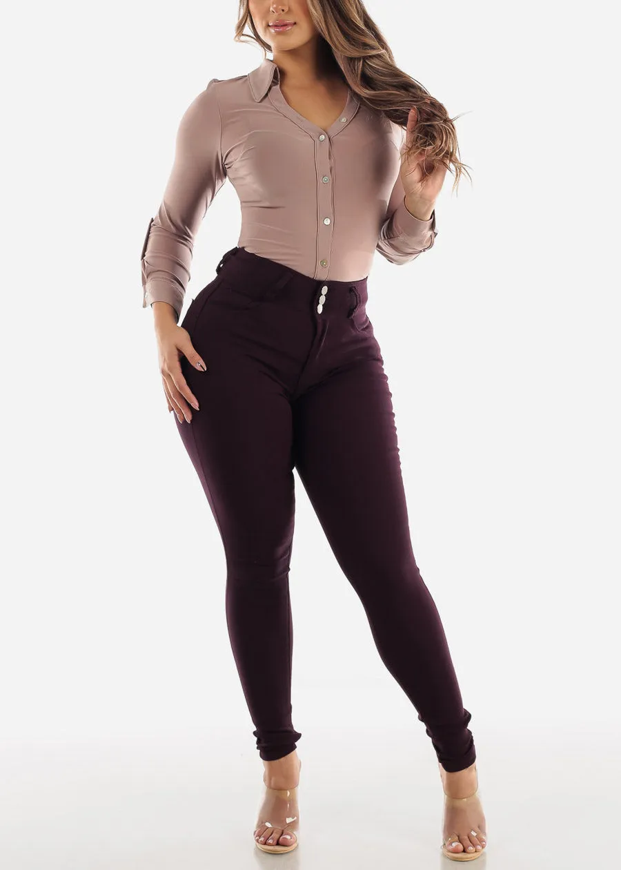 High Waist Butt Lift Levanta Cola Dark Purple Jeggings sold by Moda product image thumbnail 2
