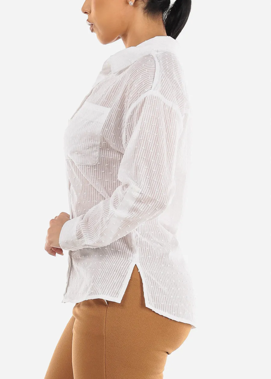 White Button Down Long Sleeve Cotton Shirt sold by Moda product image thumbnail 3