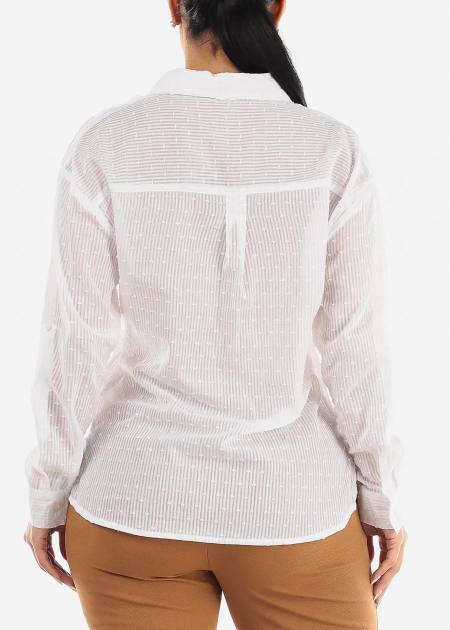 White Button Down Long Sleeve Cotton Shirt sold by Moda product image thumbnail 4