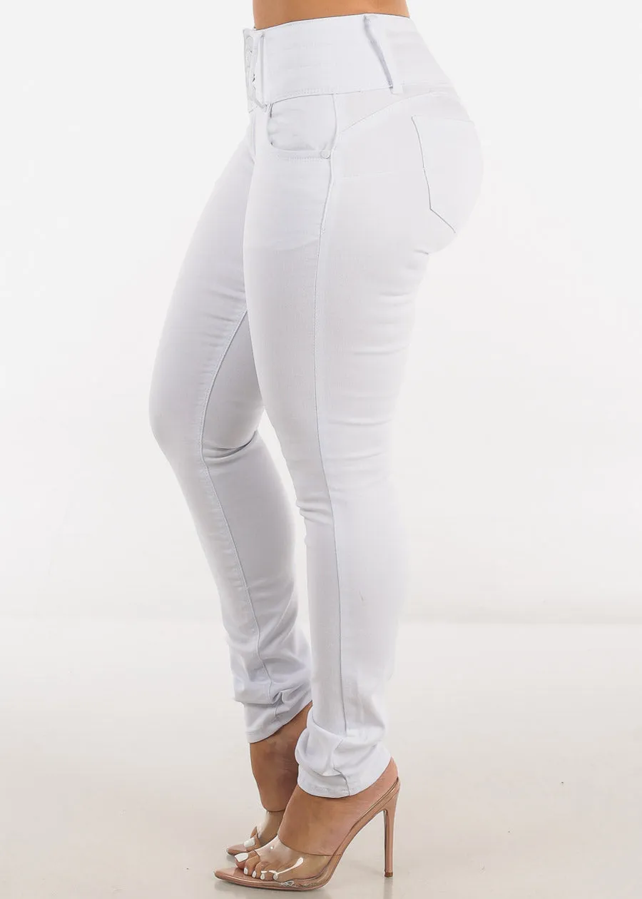 Mid Rise Levantacola White Skinny Jeans sold by Moda product image thumbnail 4