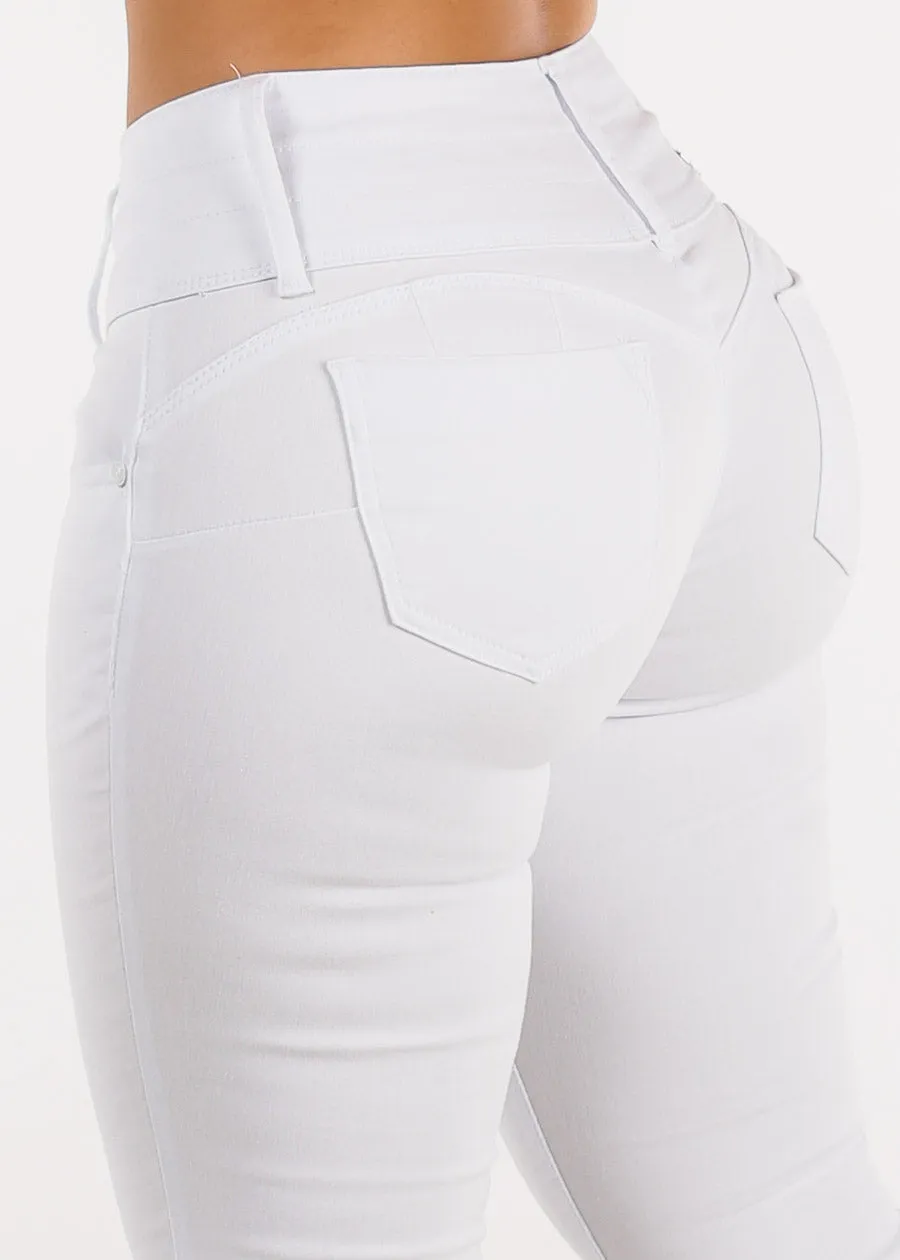 Mid Rise Levantacola White Skinny Jeans sold by Moda