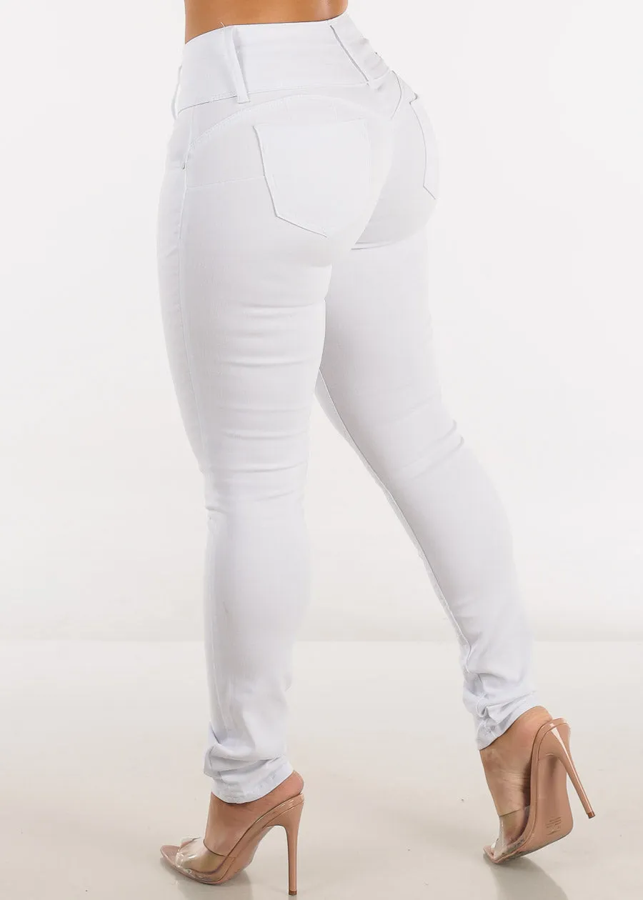 Mid Rise Levantacola White Skinny Jeans sold by Moda product image thumbnail 5