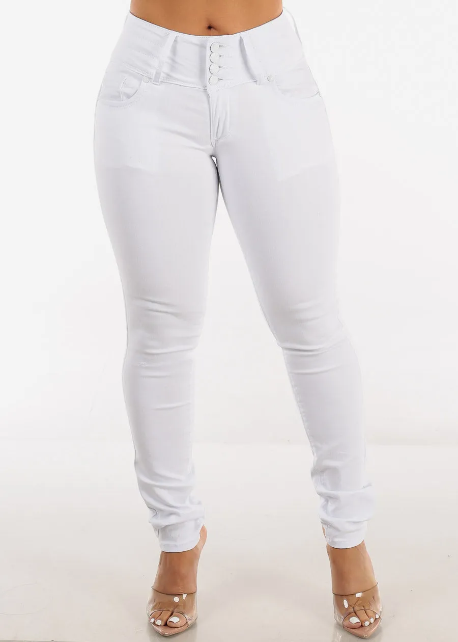 Mid Rise Levantacola White Skinny Jeans sold by Moda product image thumbnail 3