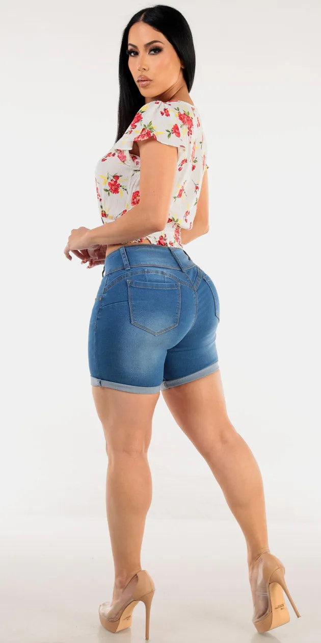 Casual Floral Butt Lift Denim Combo sold by Moda product image thumbnail 4