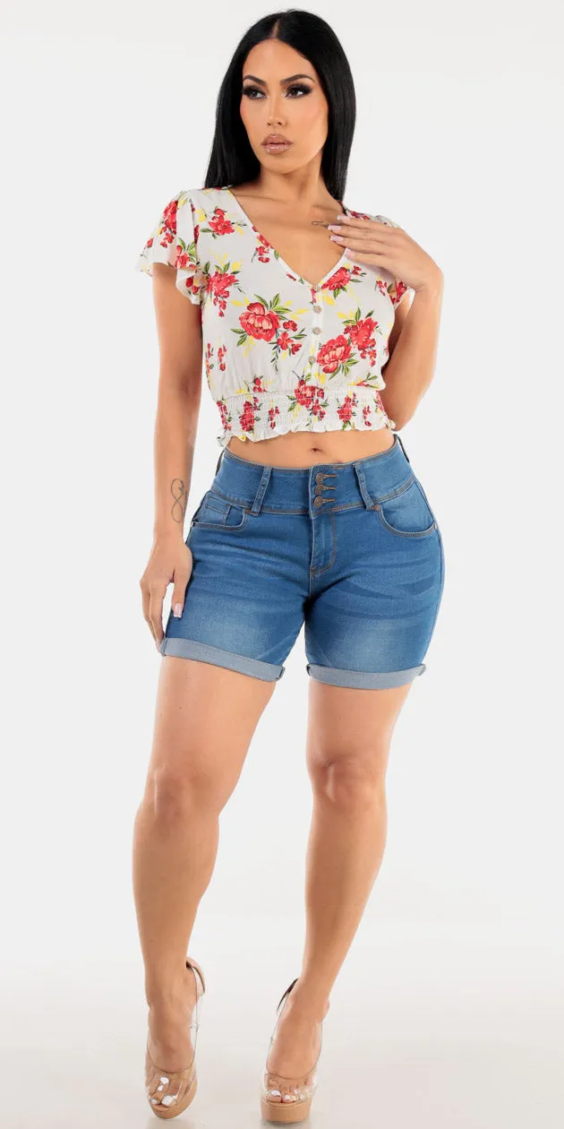 Casual Floral Butt Lift Denim Combo sold by Moda product image thumbnail 3