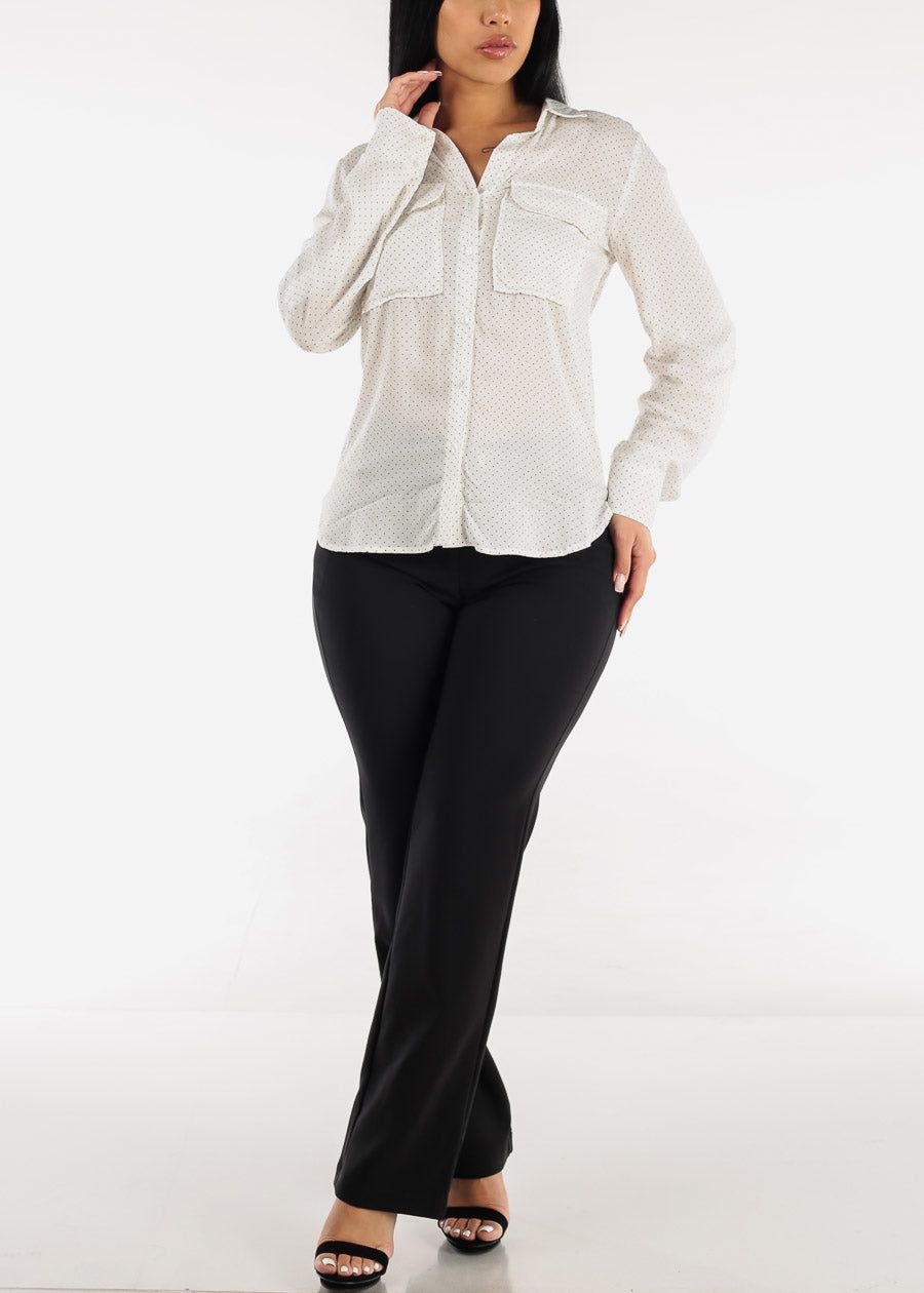 Long Sleeve White Polka Dot Button Down Shirt sold by Moda product image thumbnail 2