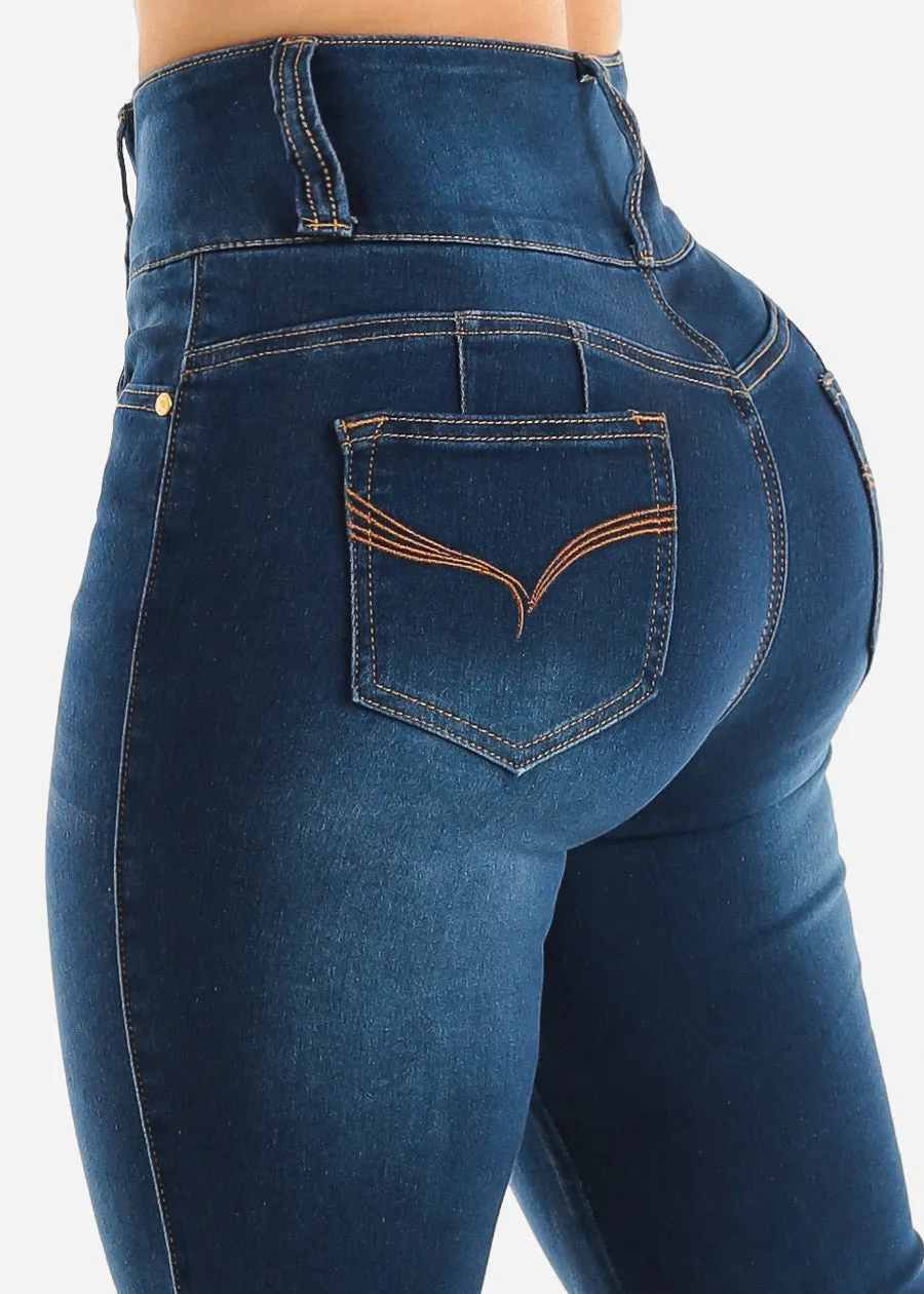 Super High Waisted Butt Lifting Skinny Jeans Dark Blue sold by Moda