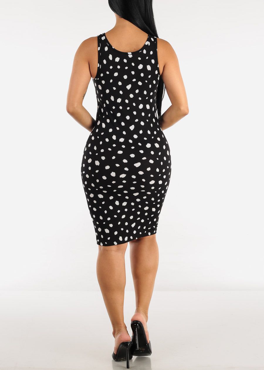 Sleeveless Black Polka Dot Bodycon Dress sold by Moda product image thumbnail 3
