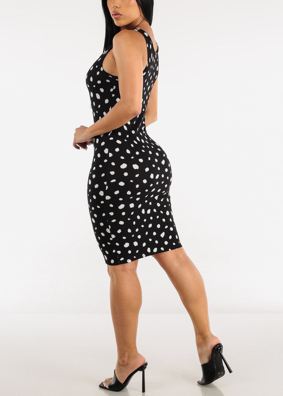 Sleeveless Black Polka Dot Bodycon Dress sold by Moda product image thumbnail 4