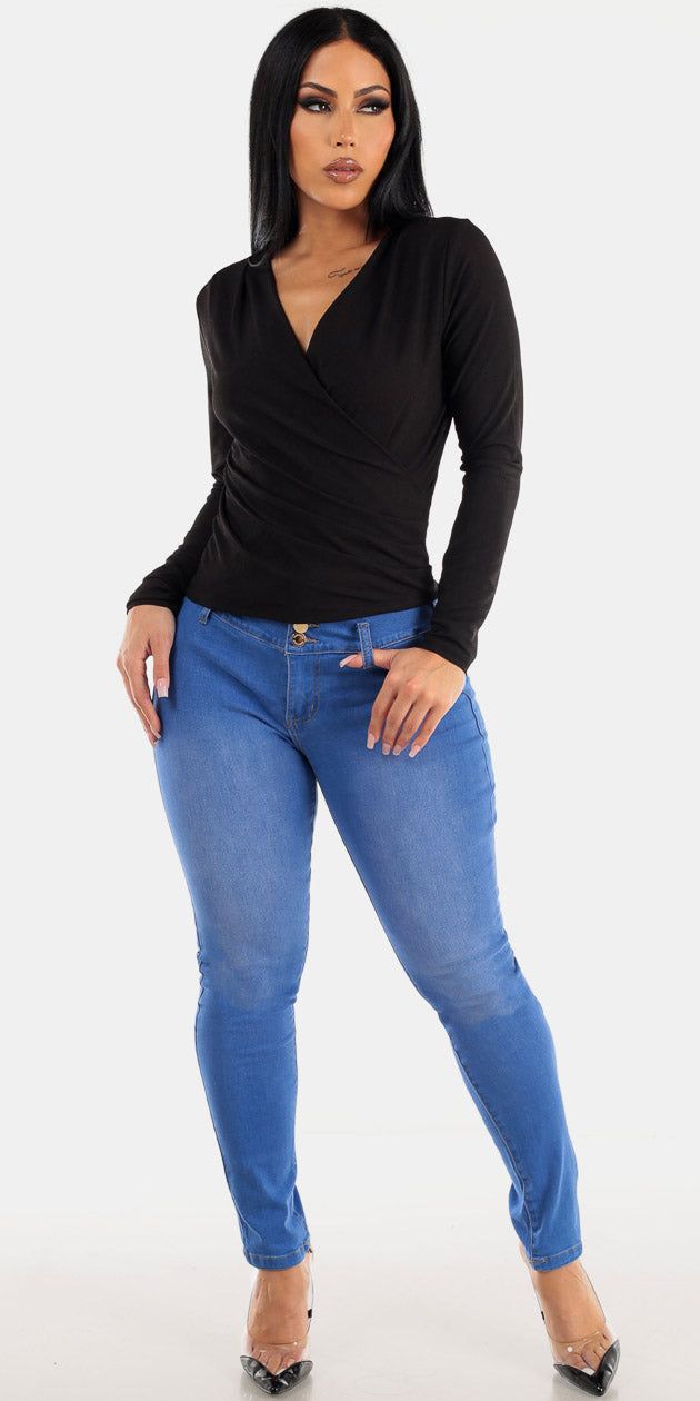 Butt Lift Denim Blouse Ensemble sold by Moda