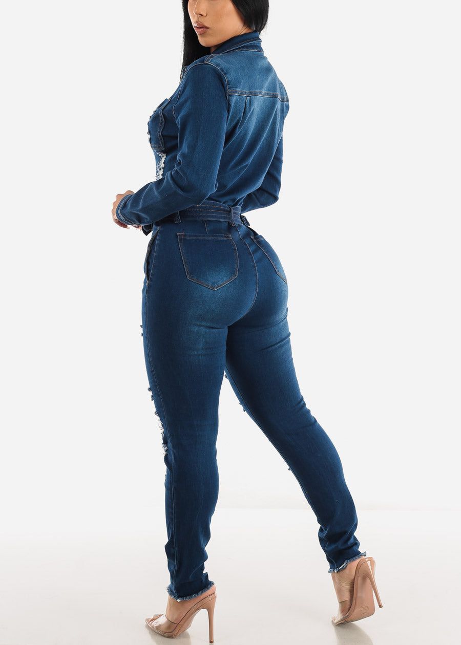 Long Sleeve Denim Jumpsuit sold by Moda product image thumbnail 5