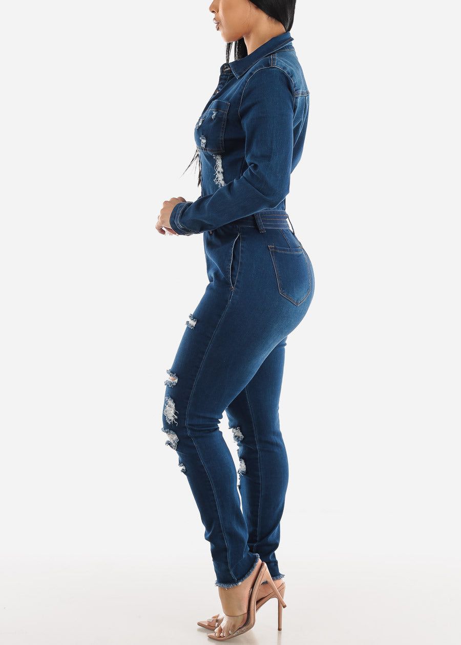 Long Sleeve Denim Jumpsuit sold by Moda product image thumbnail 3