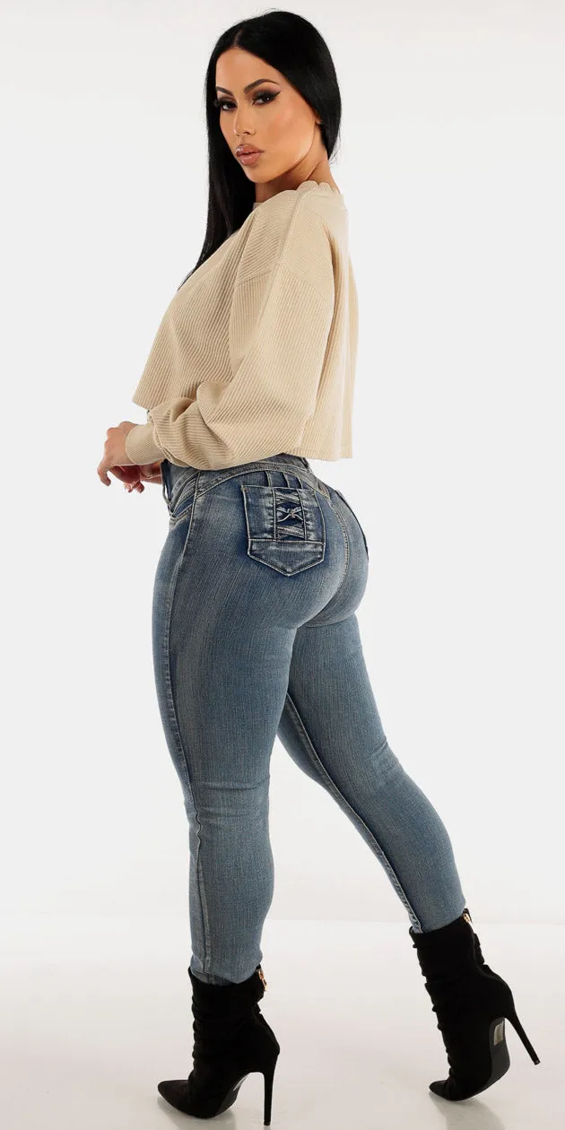 Cropped Pullover Butt Lift Denim Look sold by Moda product image thumbnail 2