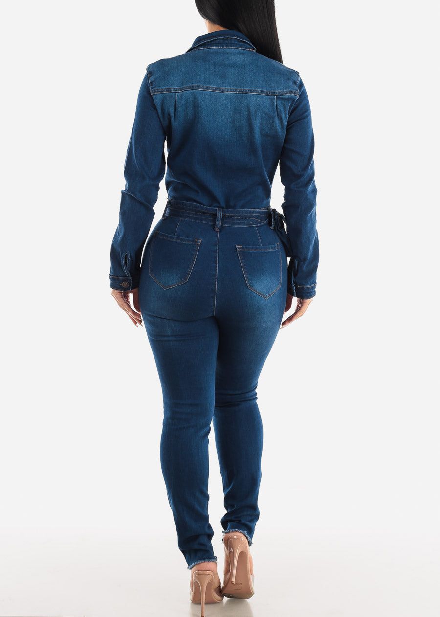 Long Sleeve Denim Jumpsuit sold by Moda product image thumbnail 4