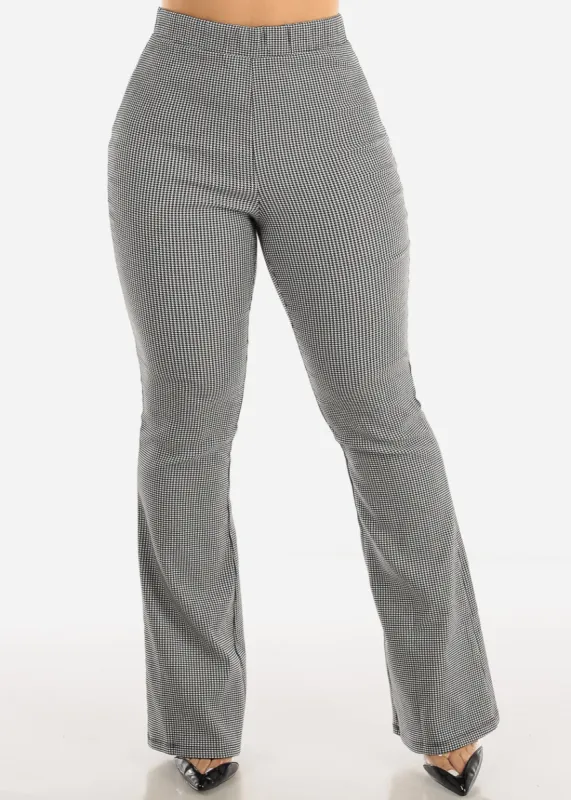 High Waist Printed Flared Dress Pants Black and White sold by Moda