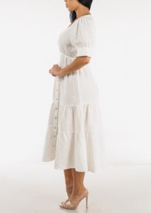 Short Sleeve Tiered Cotton Midi Dress sold by Moda