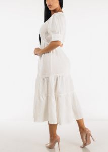 Short Sleeve Tiered Cotton Midi Dress sold by Moda