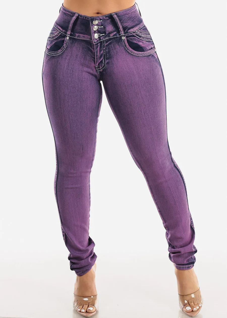 MX JEANS Purple Levanta Cola Skinny Jeans sold by Moda product image thumbnail 5