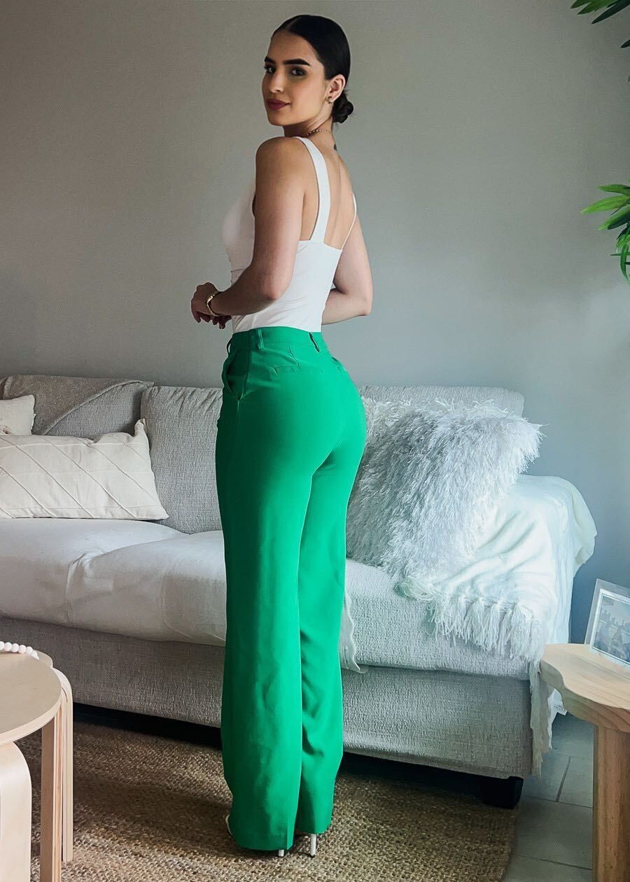 Super High Waisted Formal Straight Dress Pants Green sold by Moda product image thumbnail 3