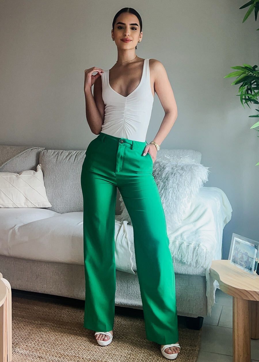 Super High Waisted Formal Straight Dress Pants Green sold by Moda product image thumbnail 2