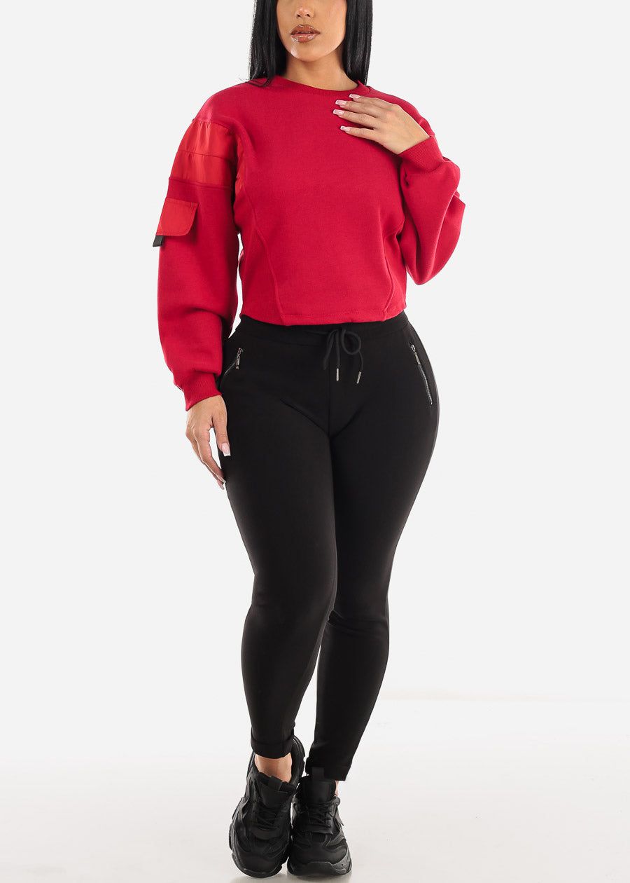 High Drawstring Waist Black Cuffed Skinny Pants sold by Moda product image thumbnail 2