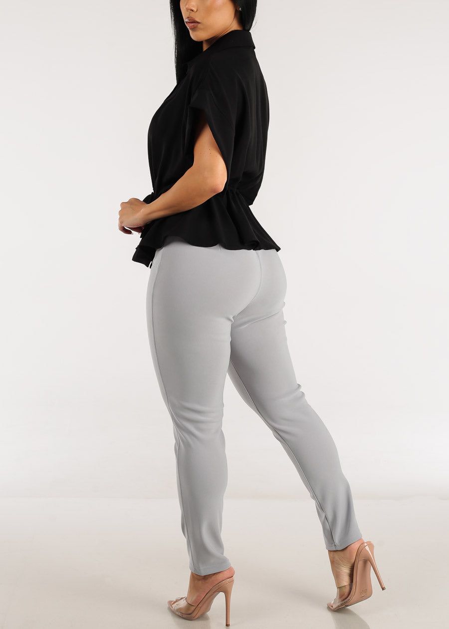 Butt Lifting High Waist Dressy Skinny Pants Grey sold by Moda product image thumbnail 6