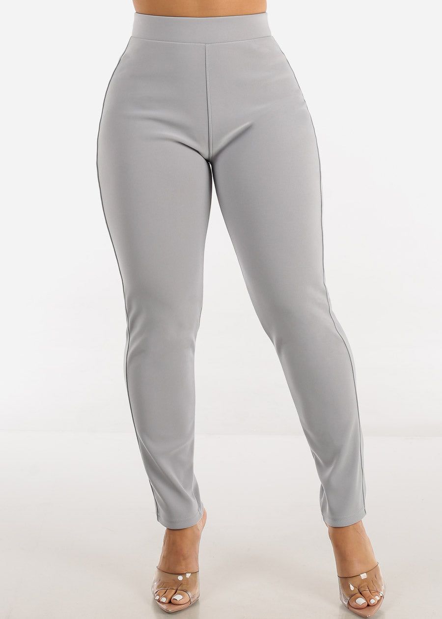 Butt Lifting High Waist Dressy Skinny Pants Grey sold by Moda product image thumbnail 3