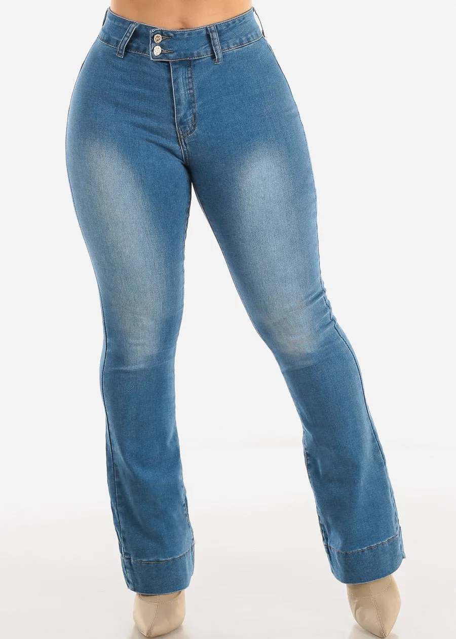 Butt Lifting High Waist Bootcut 2 Button Jeans Blue sold by Moda product image thumbnail 3