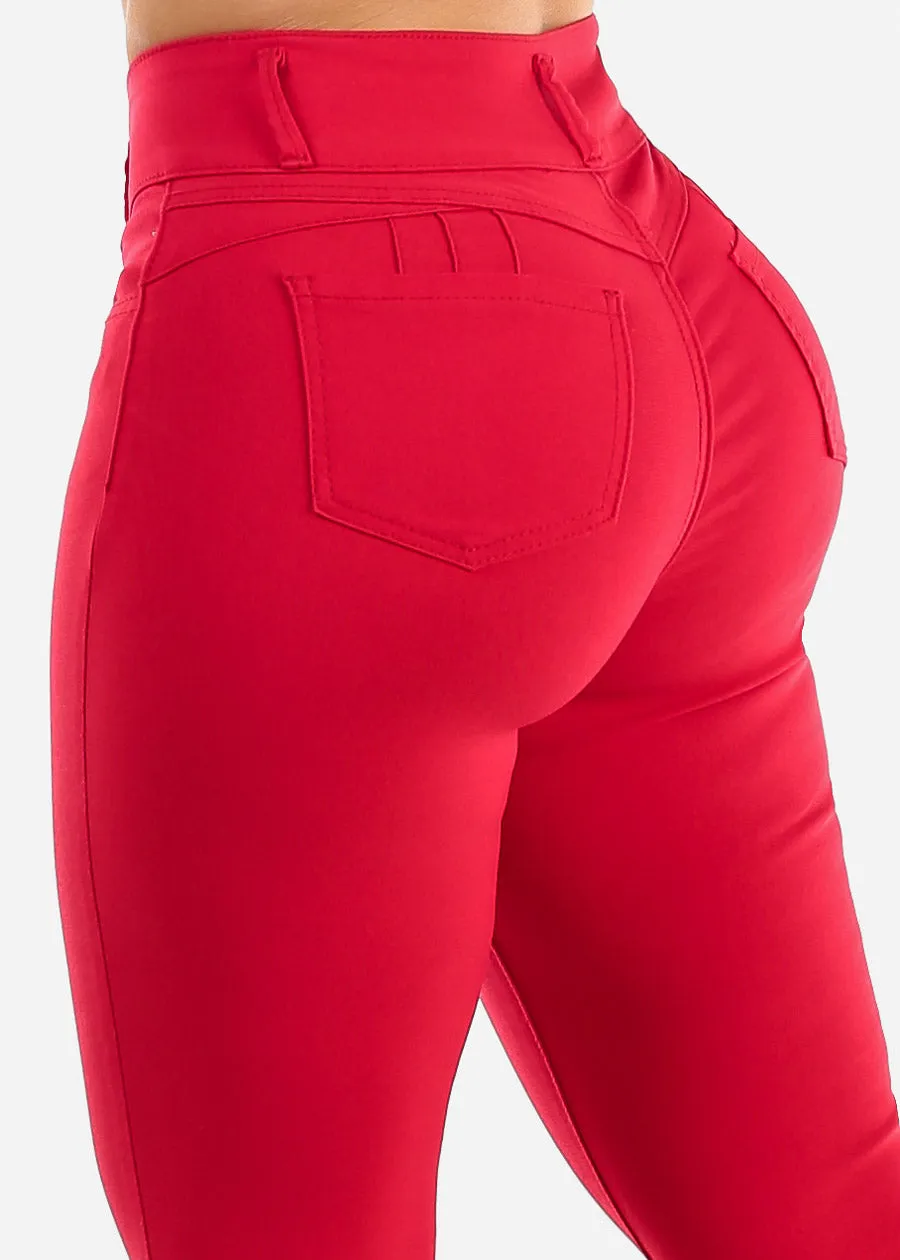 High Waist Butt Lift Levanta Cola Red Jeggings sold by Moda