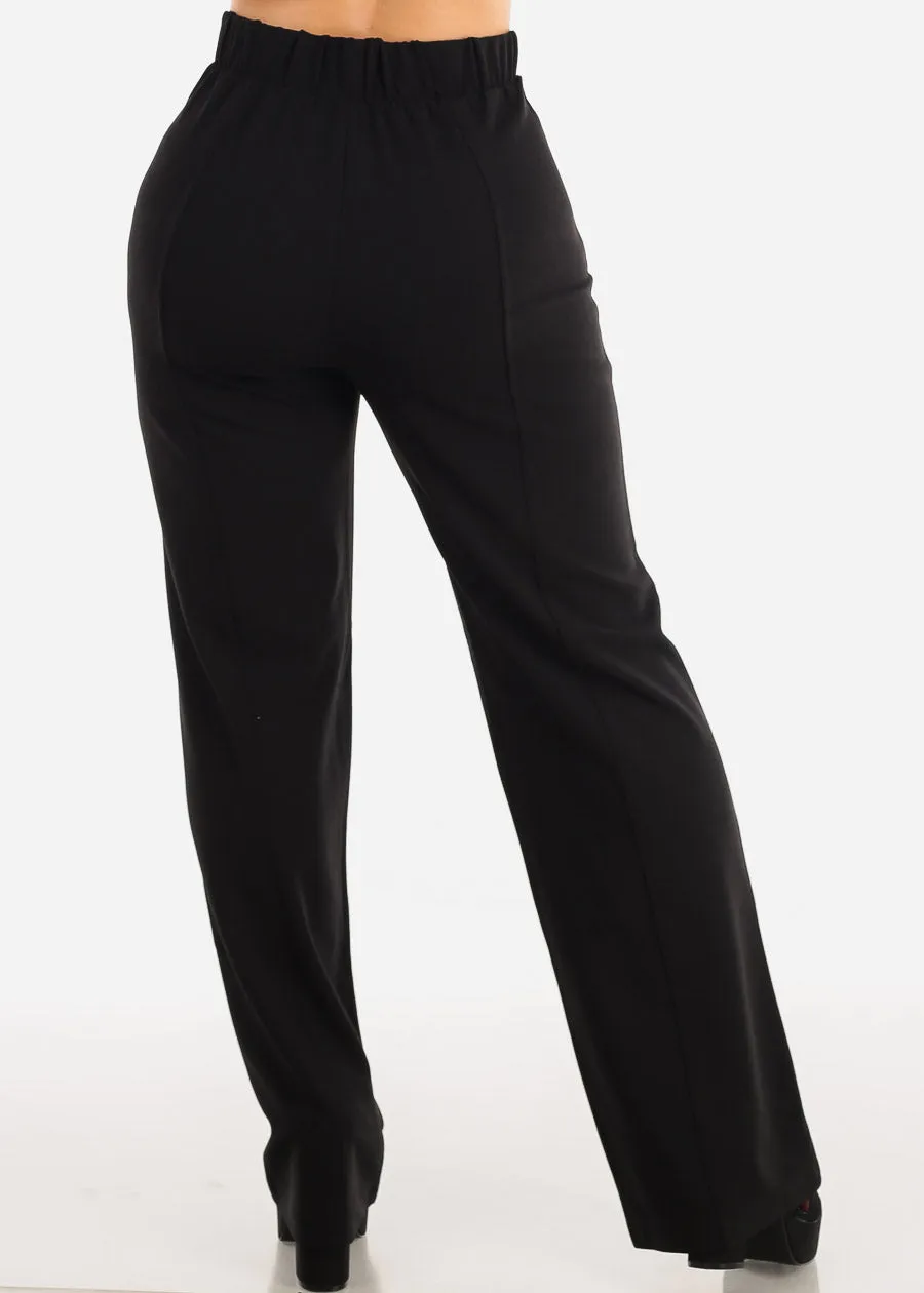 Black High Waist Wide Leg Stretch Dress Pants sold by Moda product image thumbnail 4