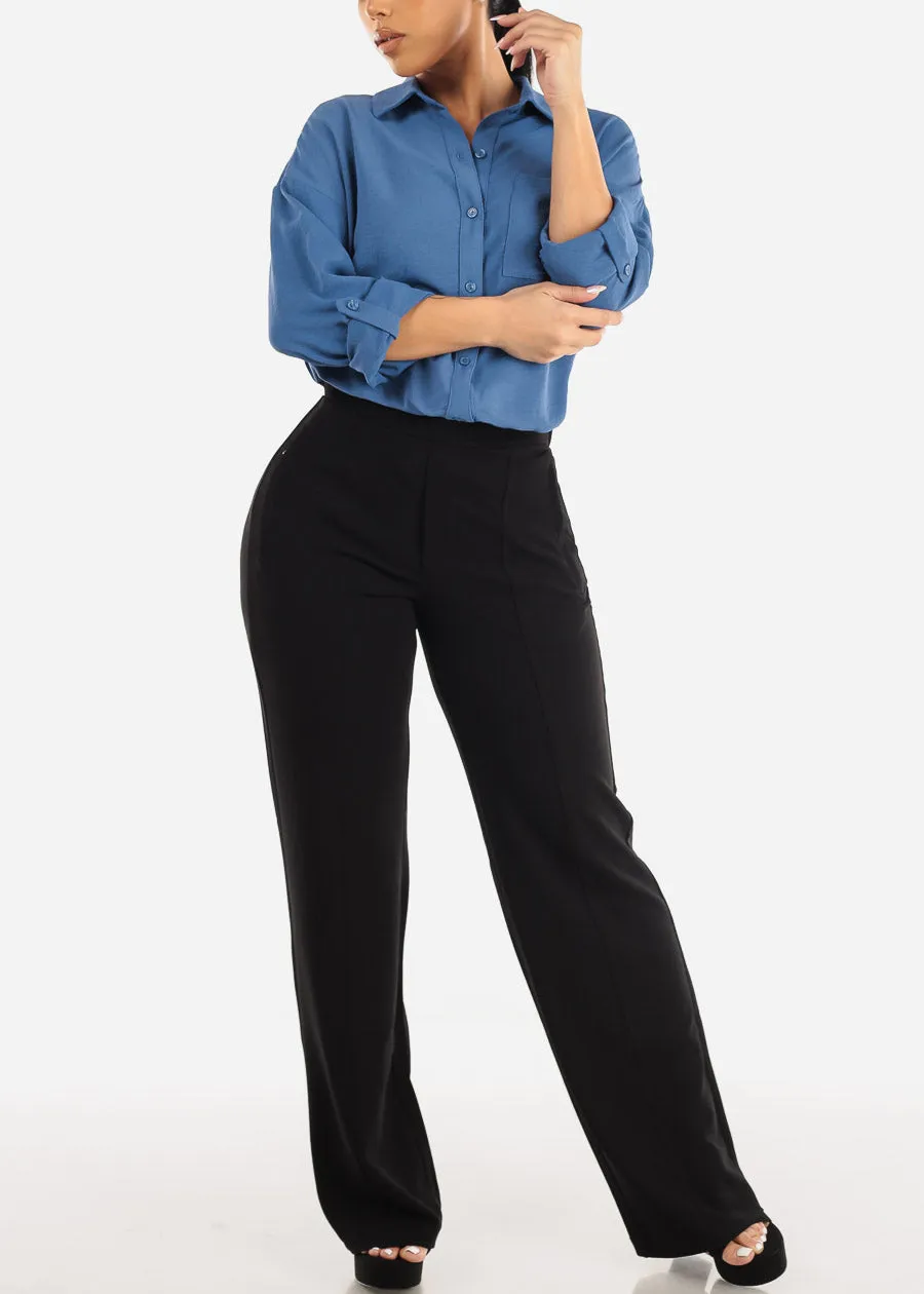 Black High Waist Wide Leg Stretch Dress Pants sold by Moda product image thumbnail 2