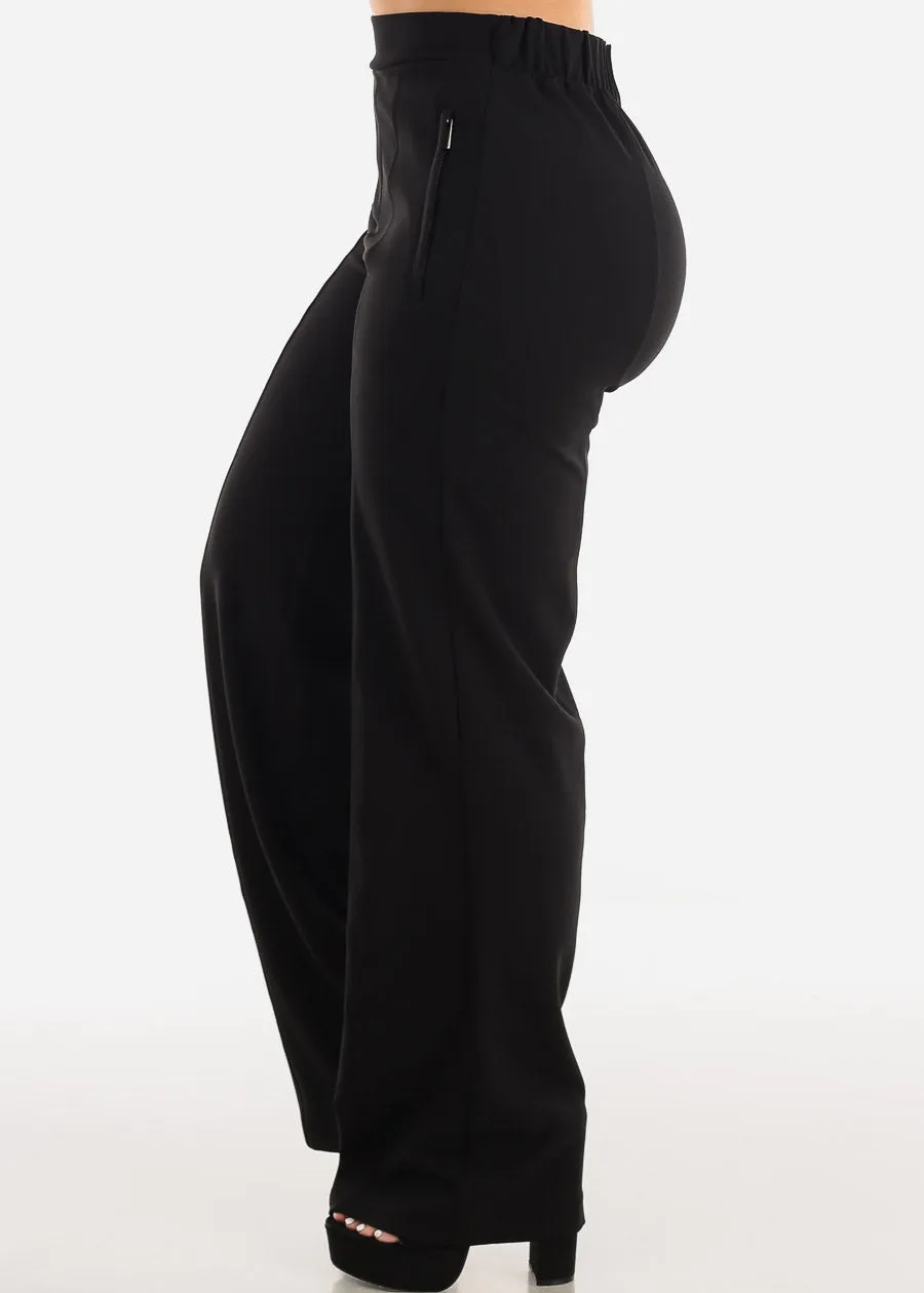 Black High Waist Wide Leg Stretch Dress Pants sold by Moda product image thumbnail 3