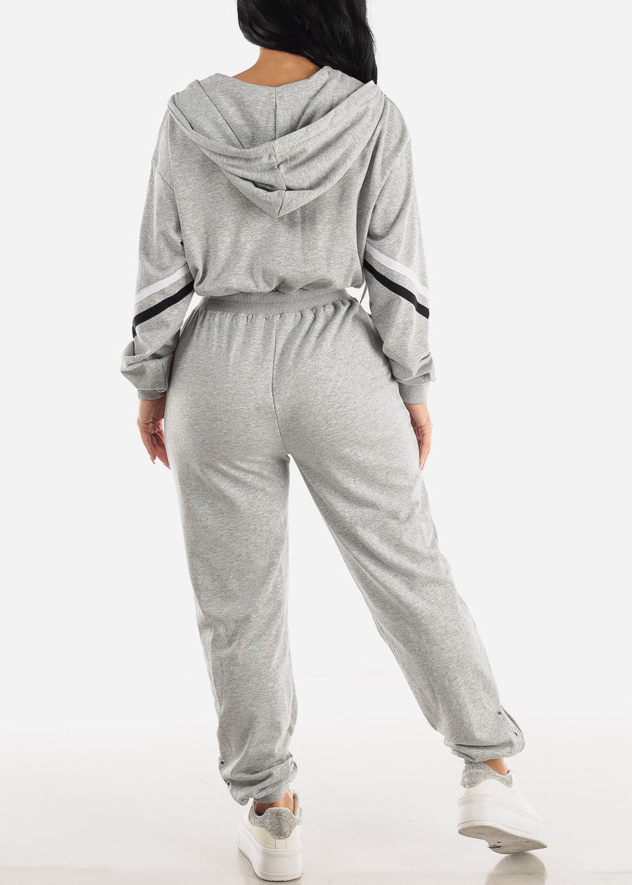 Long Sleeve Zip Up Hooded Jumpsuit Heather Grey sold by Moda product image thumbnail 3