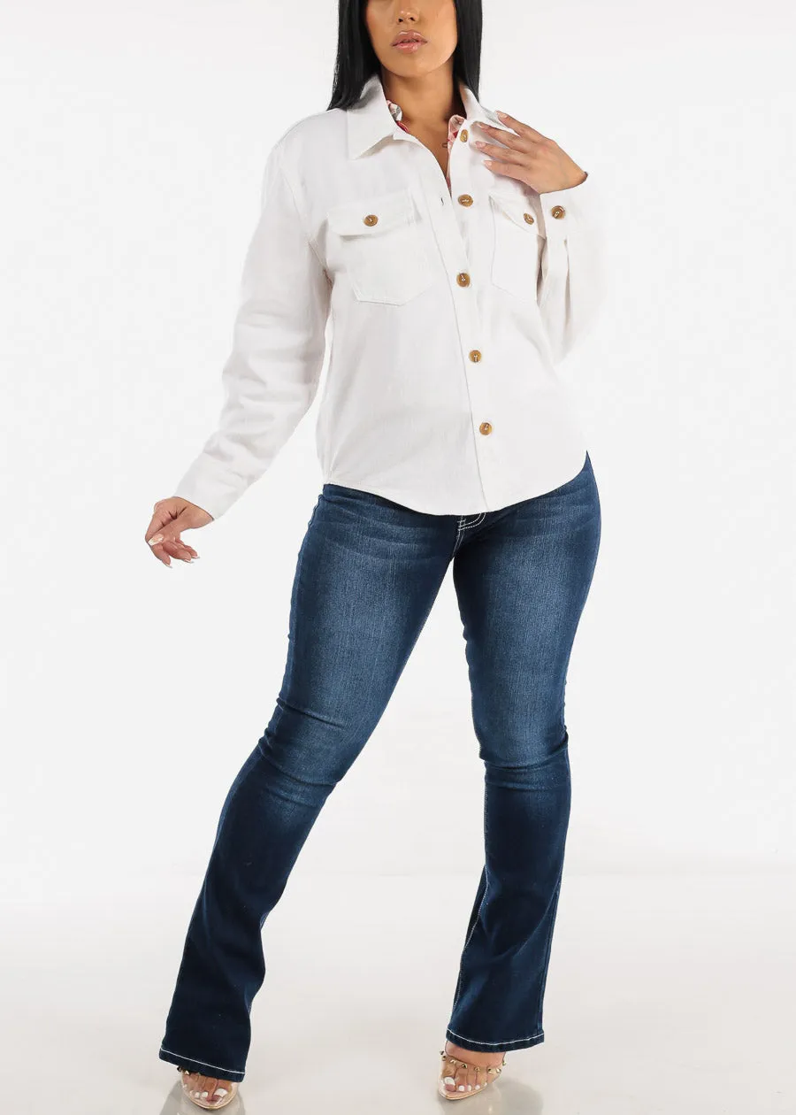 Cotton Long Sleeve Denim Shacket White sold by Moda product image thumbnail 5
