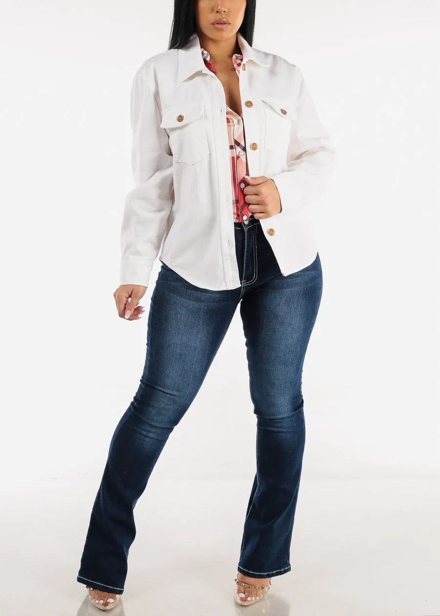 Cotton Long Sleeve Denim Shacket White sold by Moda product image thumbnail 2