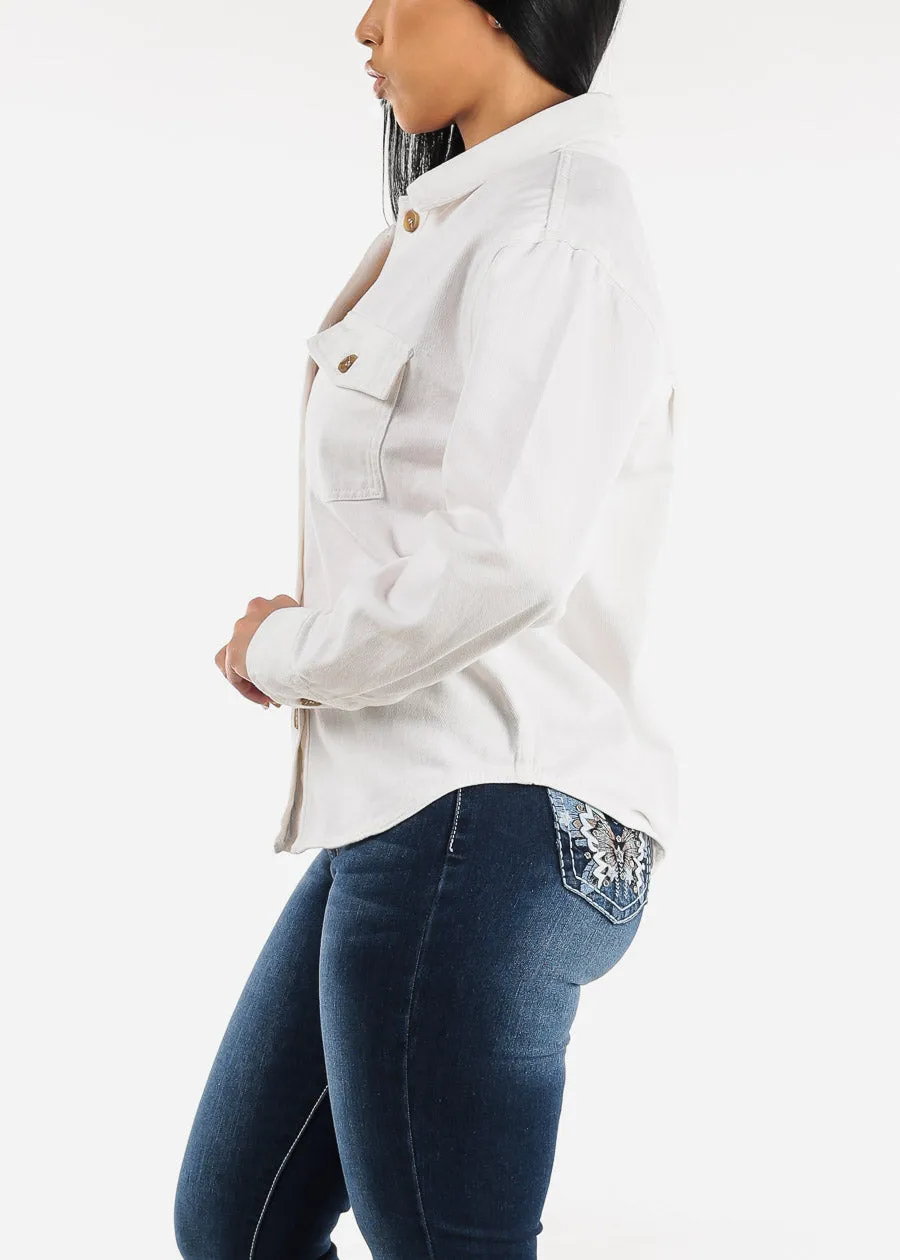 Cotton Long Sleeve Denim Shacket White sold by Moda product image thumbnail 3
