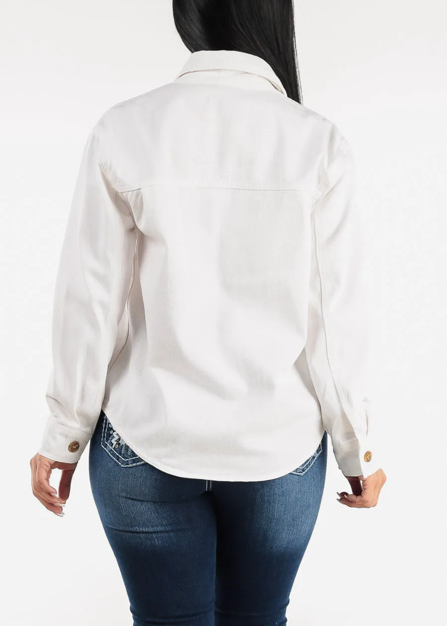 Cotton Long Sleeve Denim Shacket White sold by Moda product image thumbnail 4