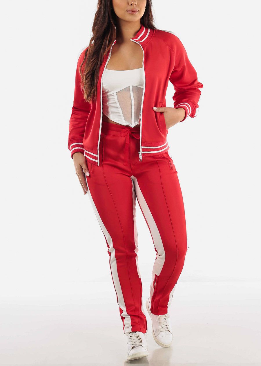 Red and White Tracksuit (2 PCE SET) sold by Moda product image thumbnail 2