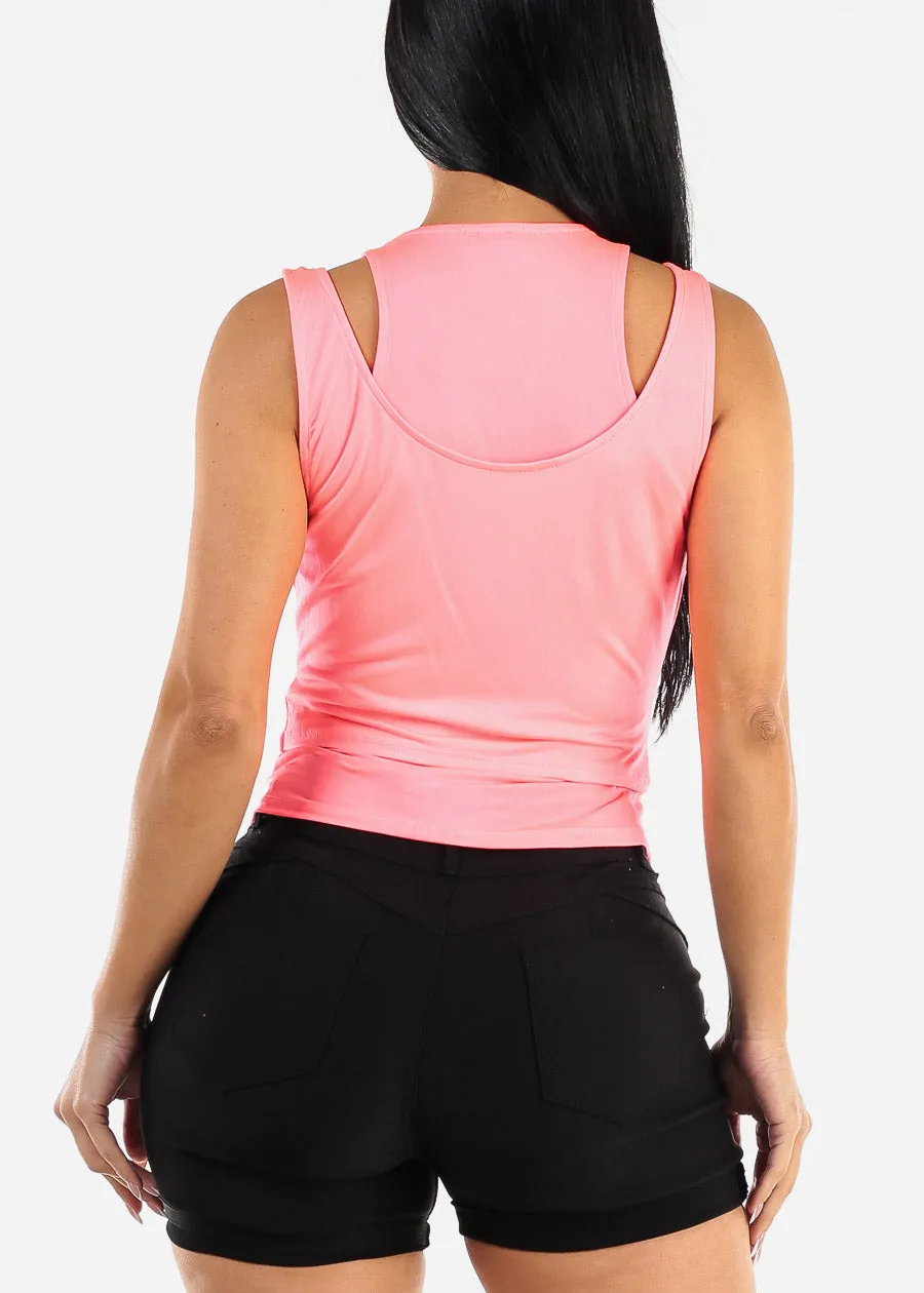 Sleeveless Layered Tank Top Neon Pink sold by Moda product image thumbnail 4