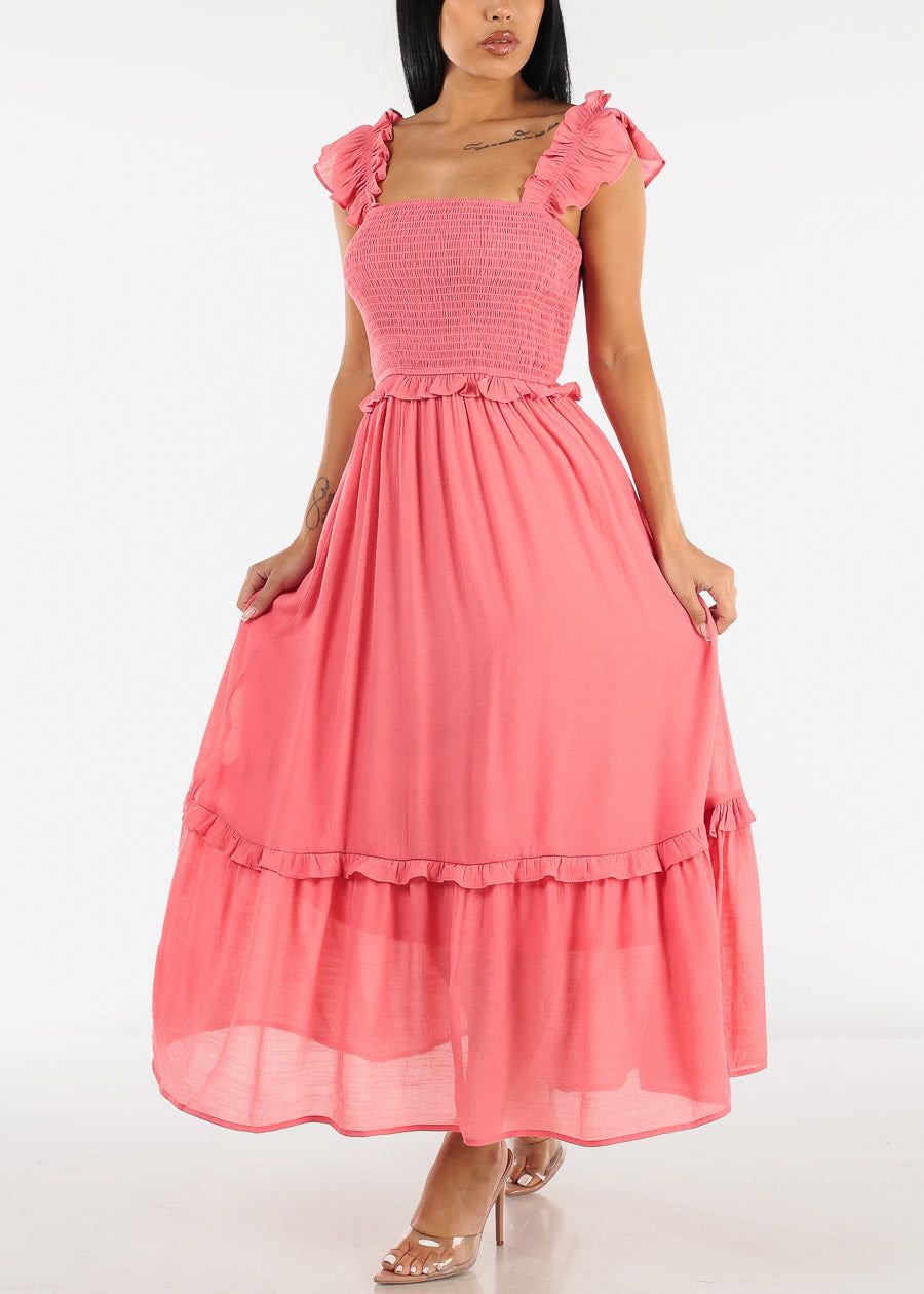 Sleeveless Smocked Midi Dress Coral sold by Moda product image thumbnail 4