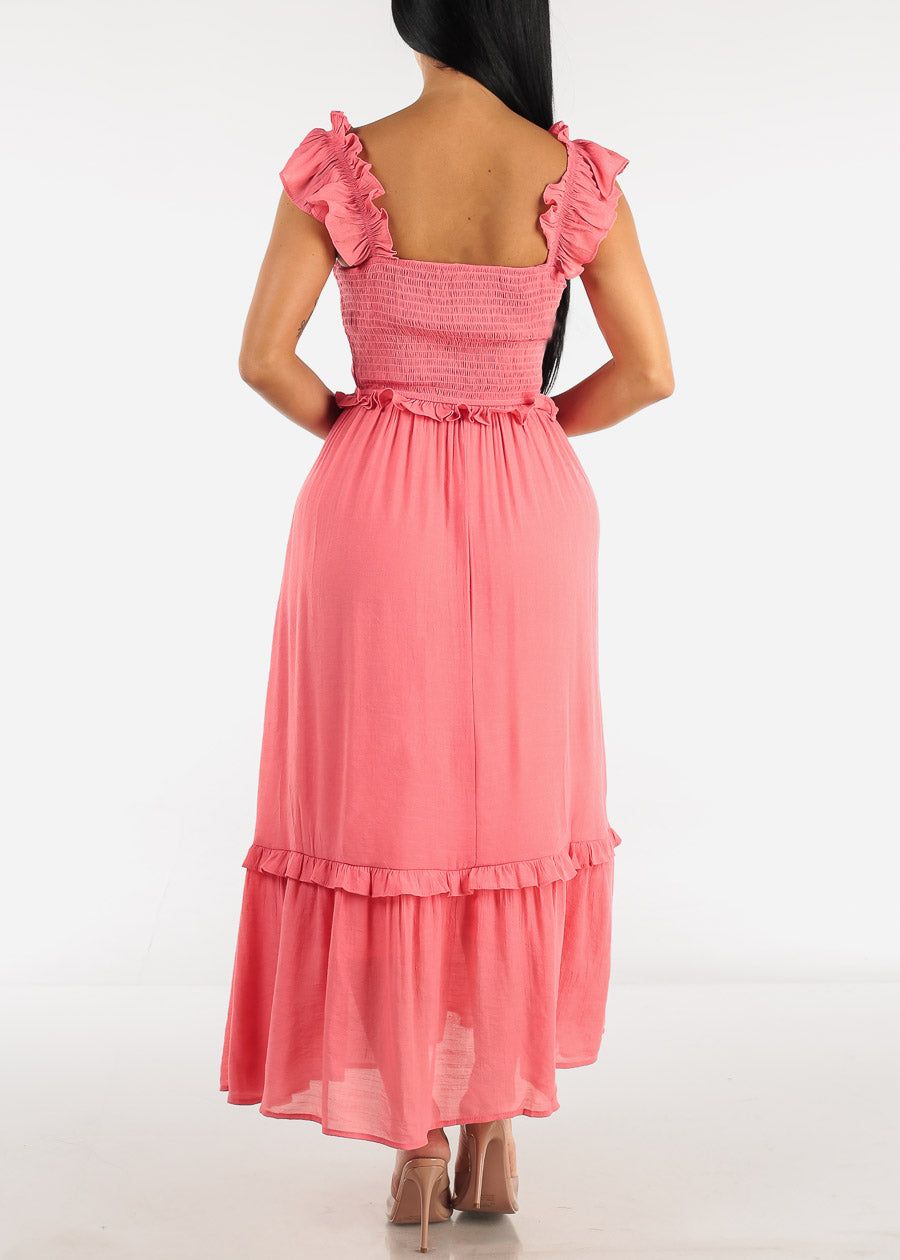 Sleeveless Smocked Midi Dress Coral sold by Moda product image thumbnail 3