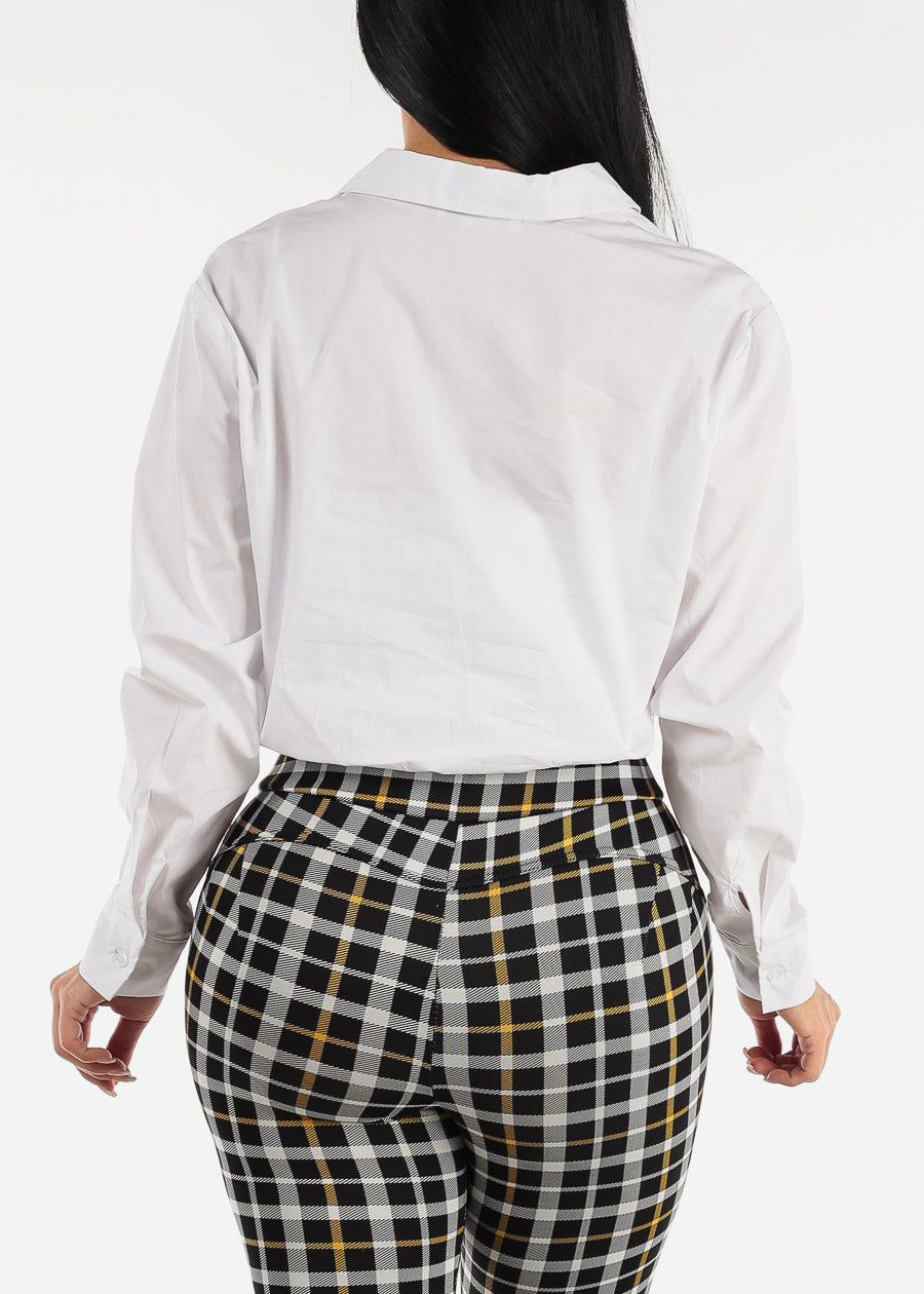 Long Sleeve Double Layer Collared Crop Top White sold by Moda product image thumbnail 5