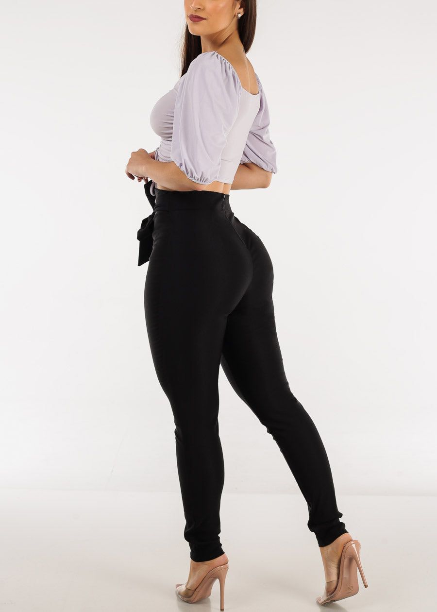 Black High Waist Tied Dressy Skinny Pants sold by Moda product image thumbnail 5