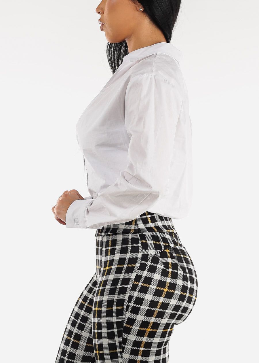 Long Sleeve Double Layer Collared Crop Top White sold by Moda product image thumbnail 4