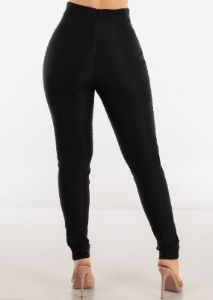 Black High Waist Tied Dressy Skinny Pants sold by Moda