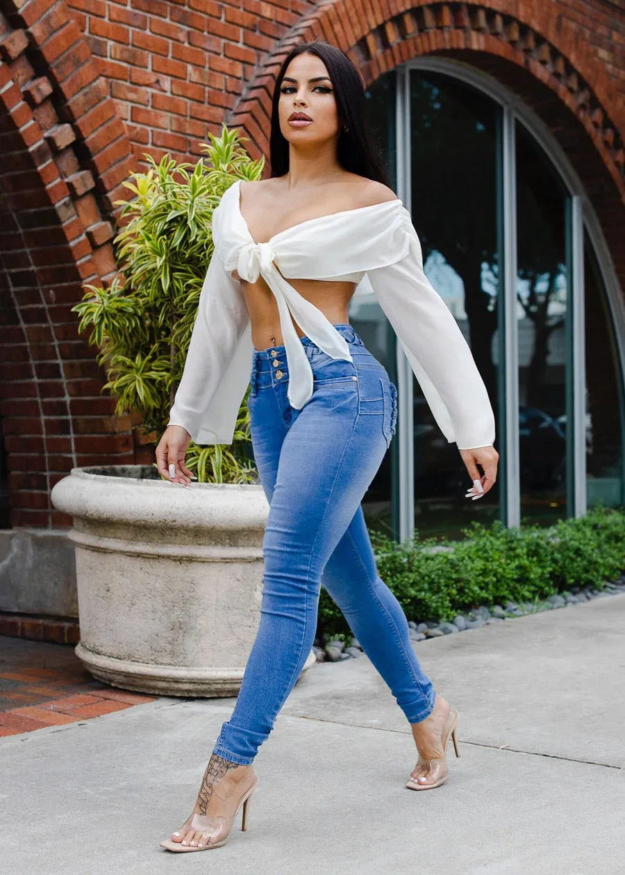 High Waisted Butt Lifting Light Blue Jeans sold by Moda product image thumbnail 4