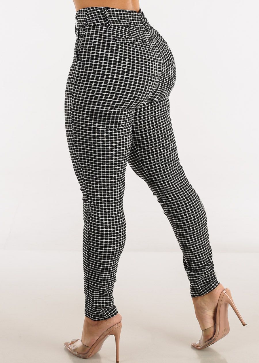 Black High Waisted Checkered Skinny Pants sold by Moda product image thumbnail 4