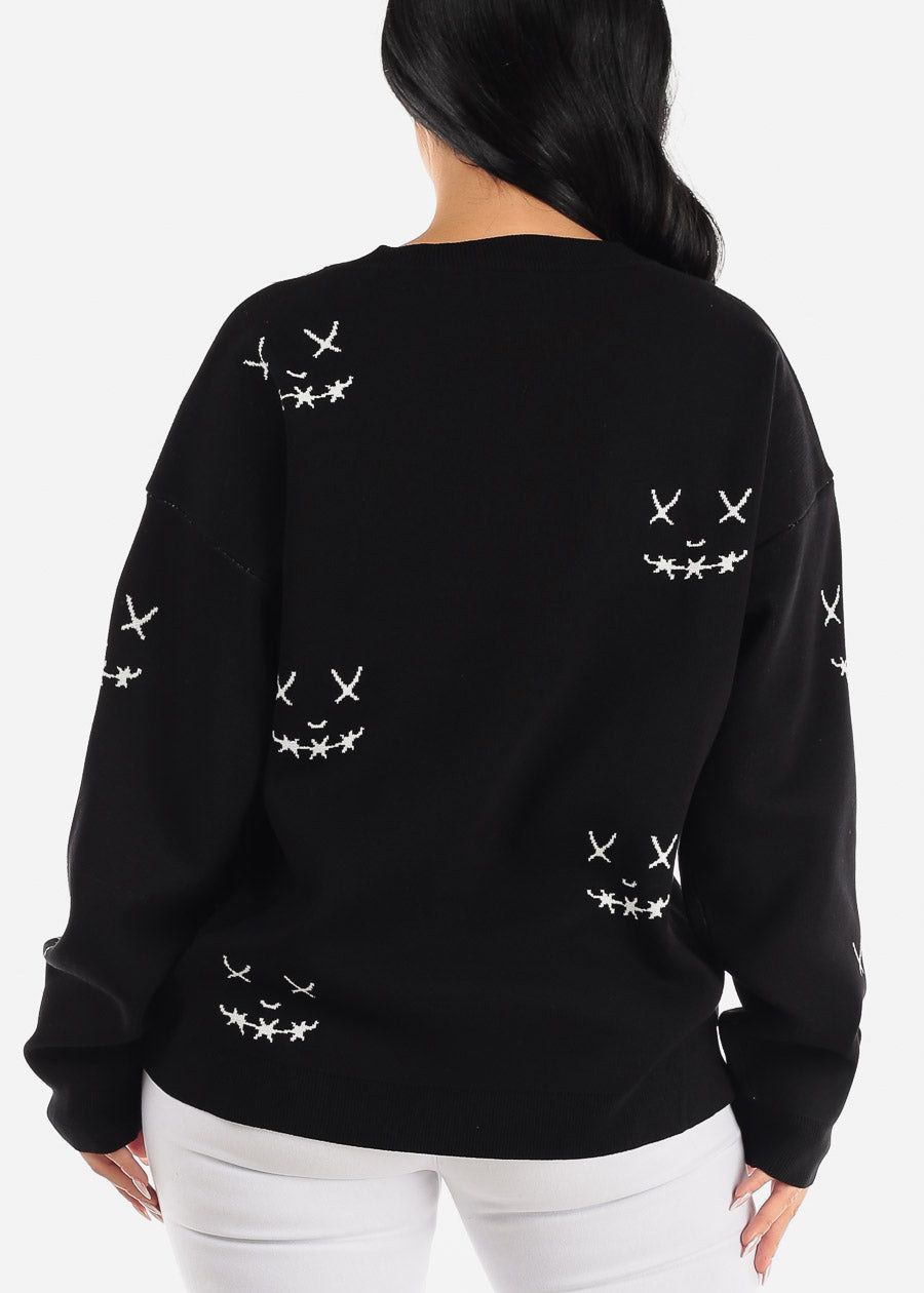 Long Sleeve Black Graphic Printed Oversized Sweater sold by Moda product image thumbnail 4