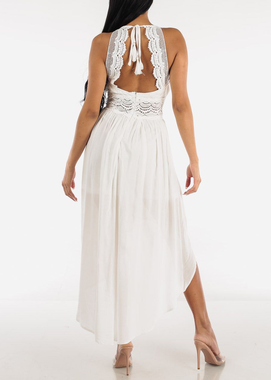 Open Back White High Low Crochet Dress sold by Moda product image thumbnail 6