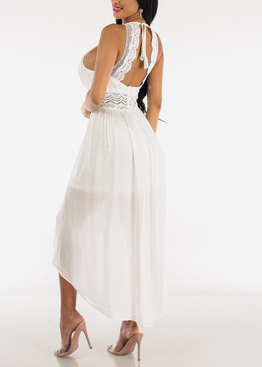 Open Back White High Low Crochet Dress sold by Moda product image thumbnail 3